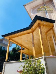 Bahçe ve teras alanı için estetik ahşap veranda uygulaması